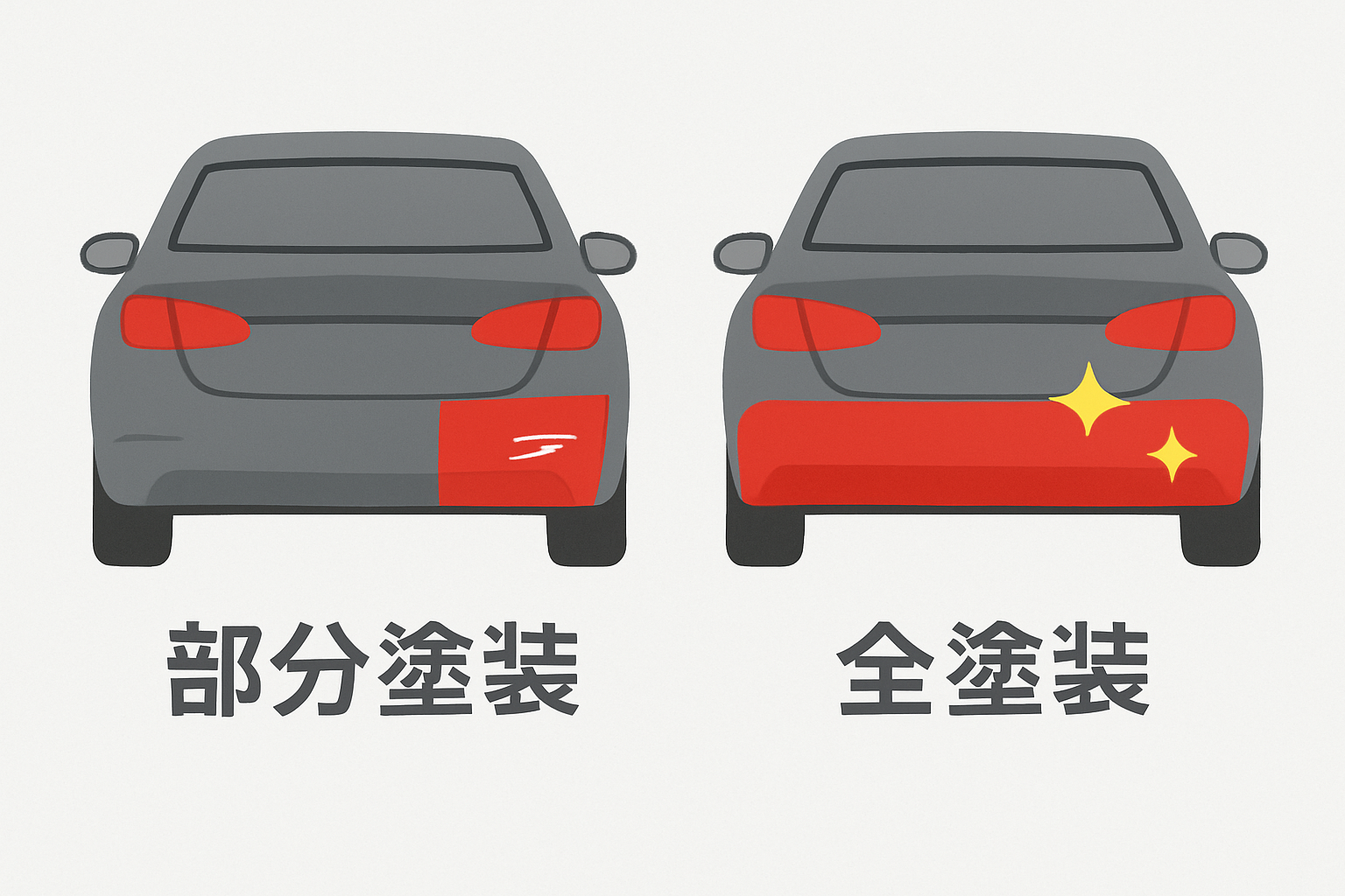 板金修理後の抽象イラスト（光沢を示す図)